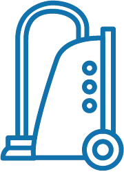 a blue outline of a vacuum cleaner
