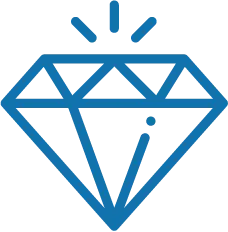 a blue diamond with a black background