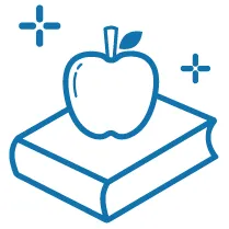 a blue apple on a book